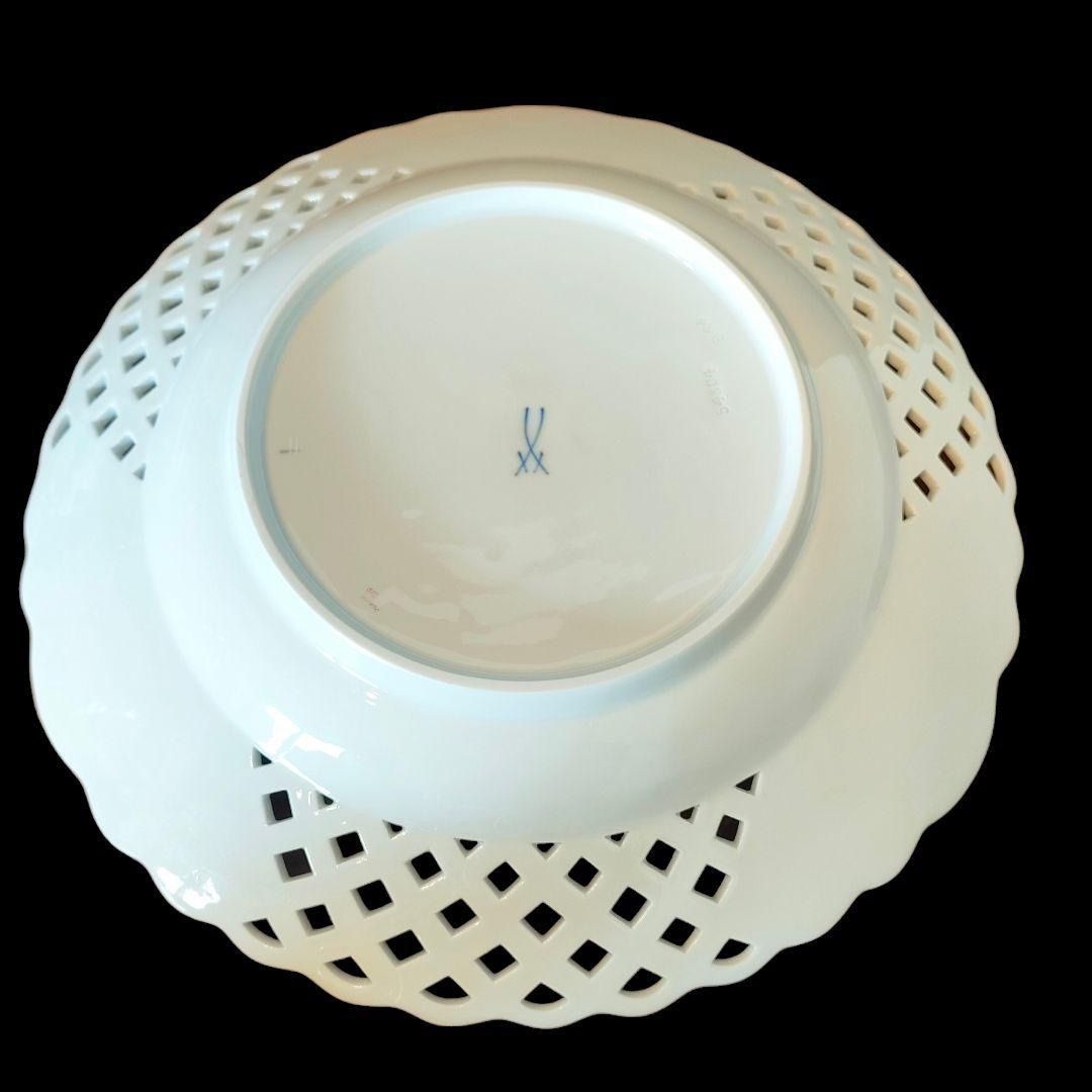 MEISSEN マイセン ピンクローズ 透かし オープンワーク プレート 金彩