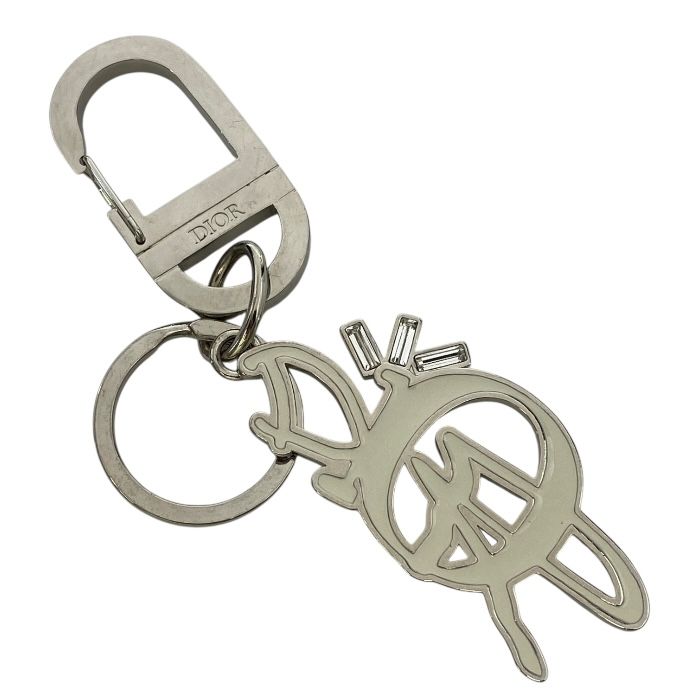 ディオール Cactus Jack Travis Scott カクタスジャック トラヴィススコット チャーム キーホルダー キーリング シルバー ホワイト DIOR ユニセックス 感 ストリート モード