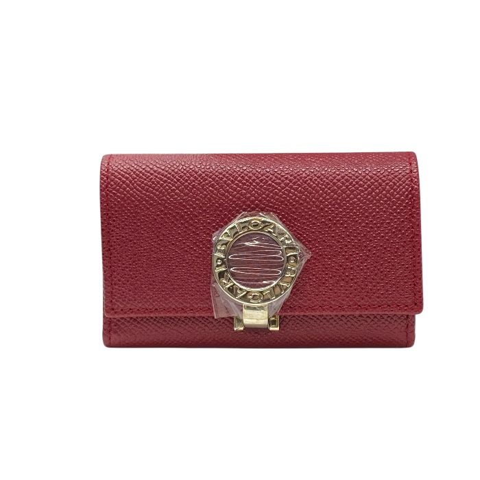 ♥ ブルガリ ブルガリブルガリ 6連 キーケース コンパクト ロゴクリップ レザー レッド シルバー 33742 BVLGARI レディース 上品 感 エレガント
