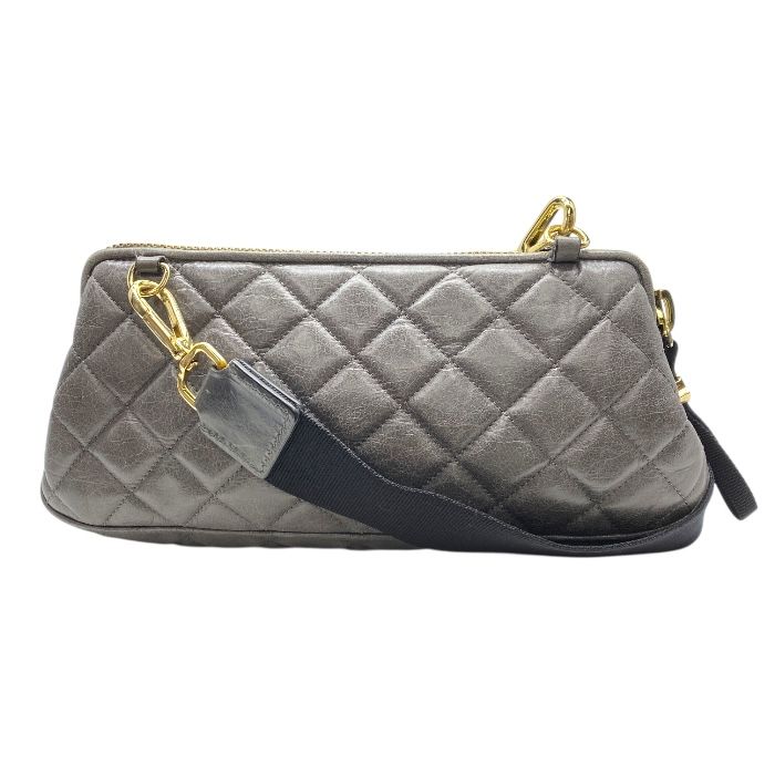 モンクレール エリアンヌ キルティング ショルダーバッグ シルバー ロゴ レザー グレー ELIANNE BORSA MONCLER レディース 上品 感 エレガント