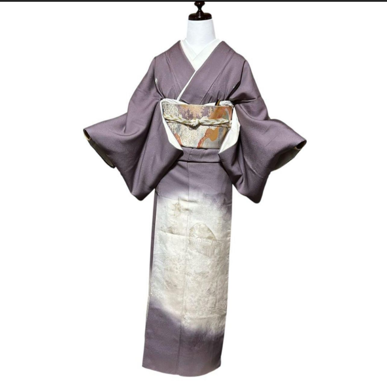 未使用近い 美品 袷 正絹 5つ紋 色留袖 フルセット 西陣唐織白金箔