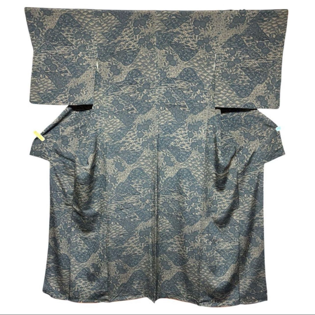 未使用近い 美品 袷 正絹 型染め 縮緬 小紋 フルセット 作家塩瀬