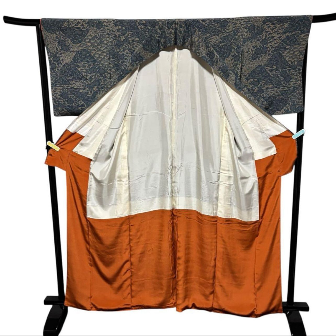 未使用近い 美品 袷 正絹 型染め 縮緬 小紋 フルセット 作家塩瀬