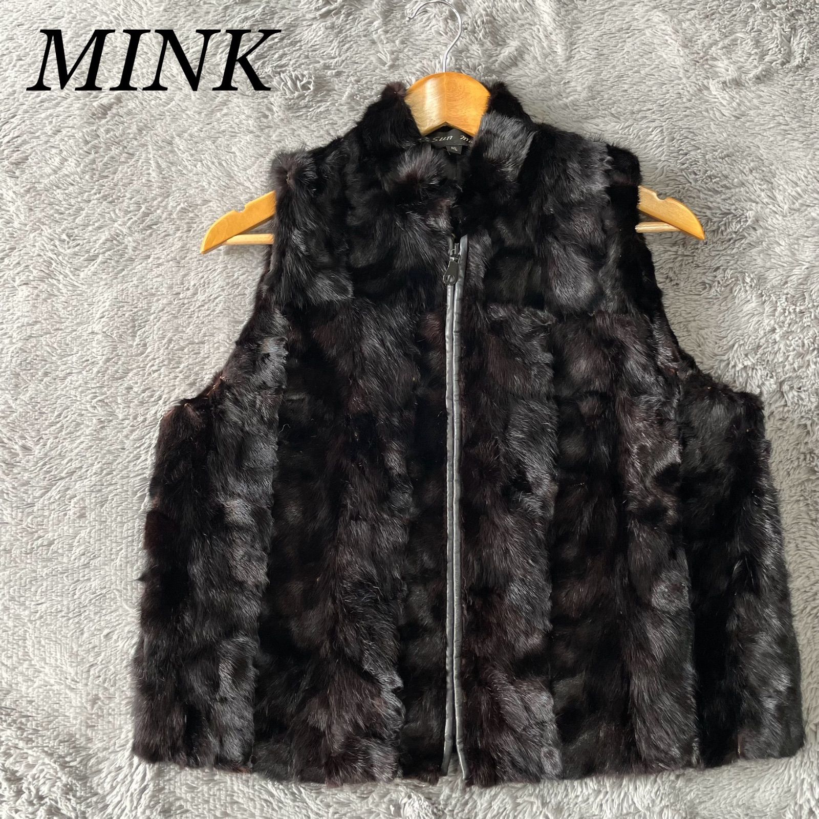 リアルファー 毛皮ベスト ジレ ミンク 牛革 レザー M〜L - メルカリ