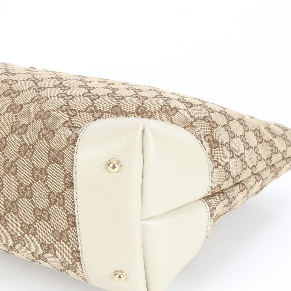GUCCI　トートバッグ　GGキャンバス　レザー　肩掛け　A4サイズ　ベージュ GUCCI グッチ トートバッグ/ショッピングバッグ A4 GGキャンバス GG