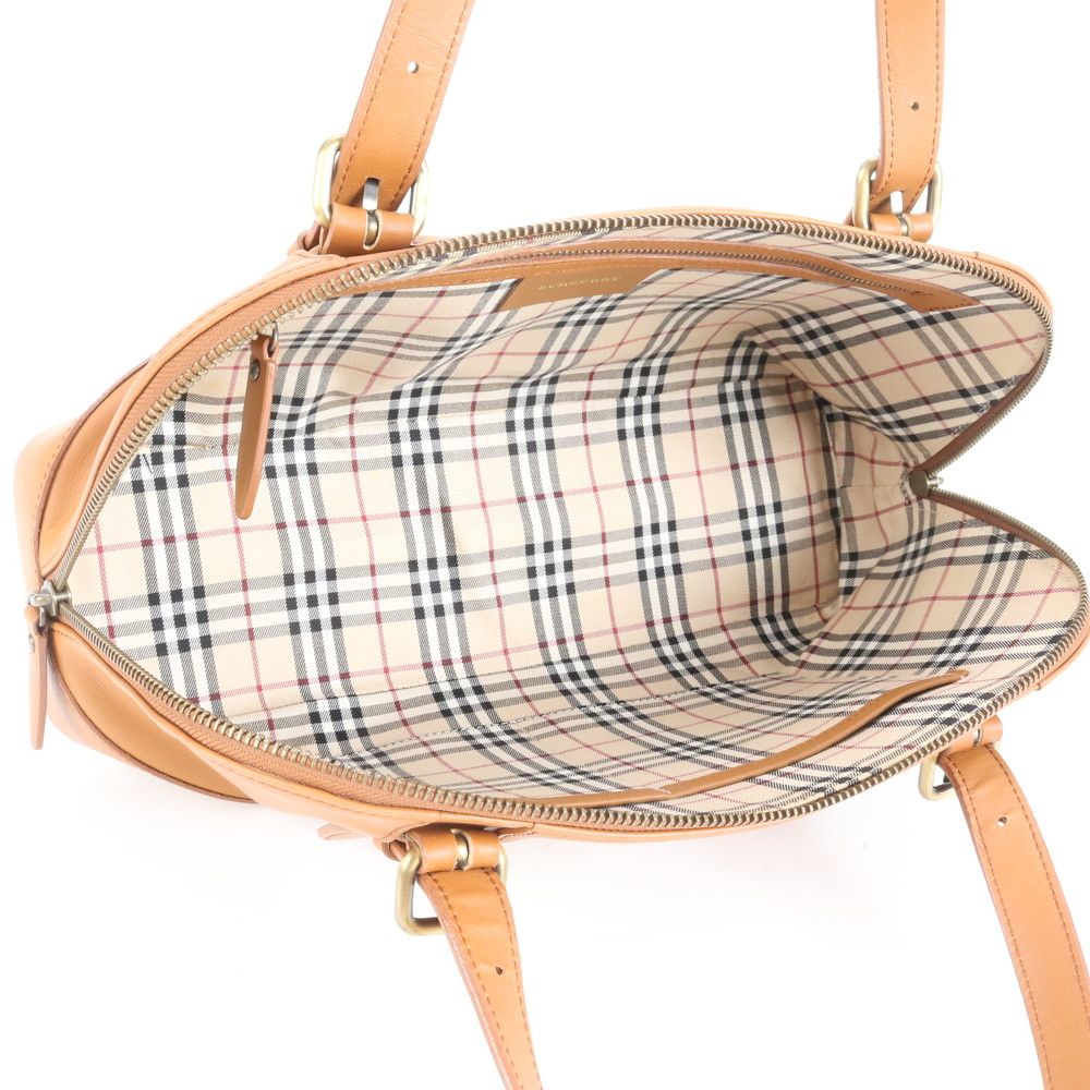 極美品 バーバリー ノバ チェック レザー ハンドバッグ 肩掛け