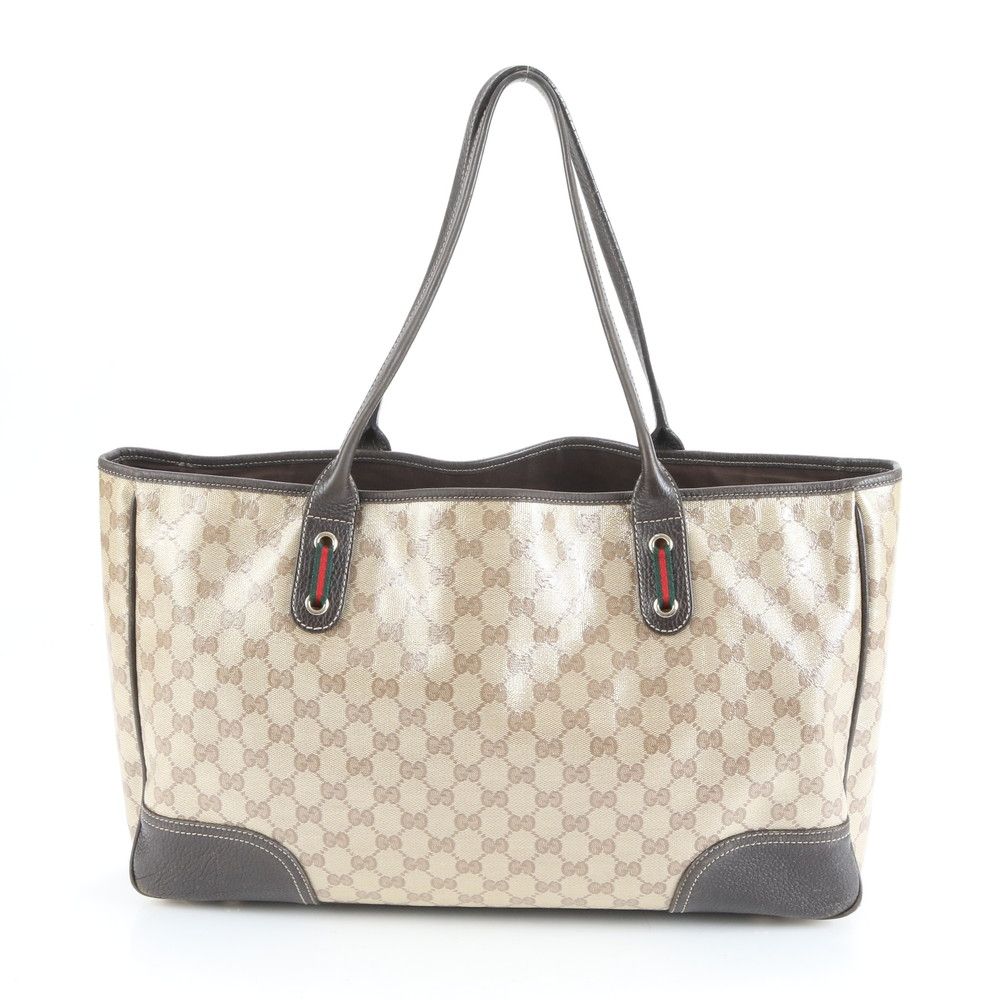 極美品 グッチ GGクリスタル シェリーライン 293589 レザー トート