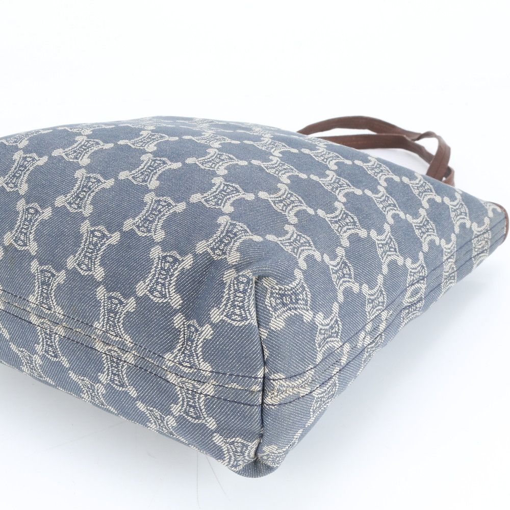 美品 セリーヌ トリオンフ パリ マカダム レザー デニム トート バッグ