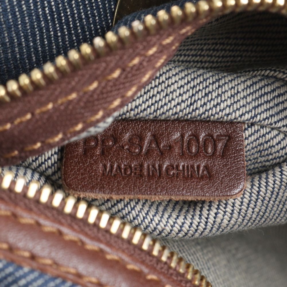 美品 セリーヌ トリオンフ パリ マカダム レザー デニム トート バッグ