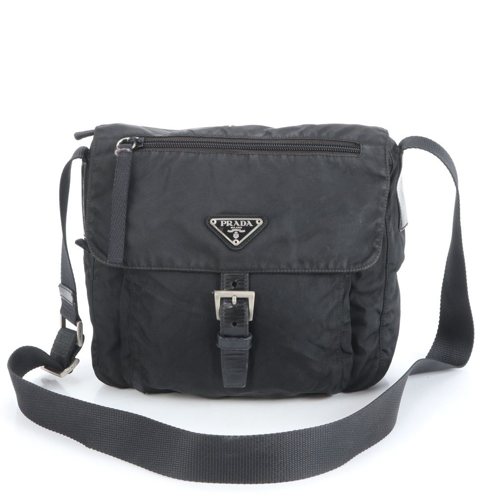 極美品 プラダ テスート ナイロン 三角 トライアングル ロゴ レザー