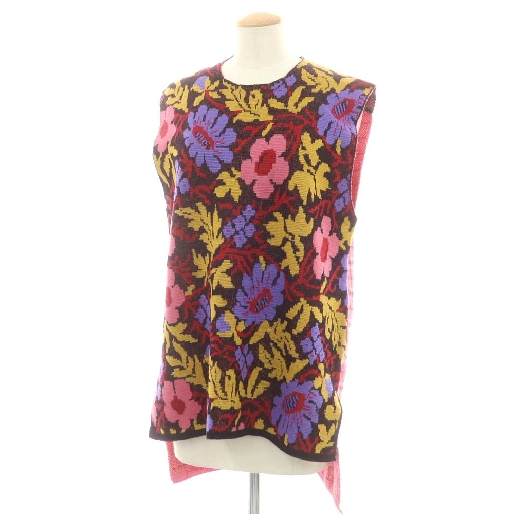 コムデギャルソンオムプリュス COMME des GARCONS HOMME PLUS 春夏 フラワー チェック ニットベスト ピンクxブラック サイズS メンズ