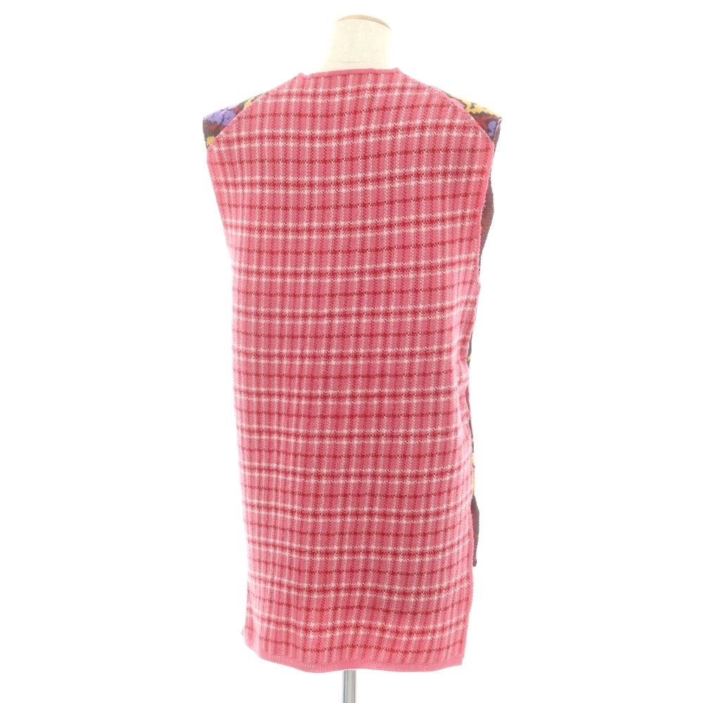 コムデギャルソンオムプリュス COMME des GARCONS HOMME PLUS 春夏 フラワー×チェック ニットベスト ピンクxブラック サイズS メンズ