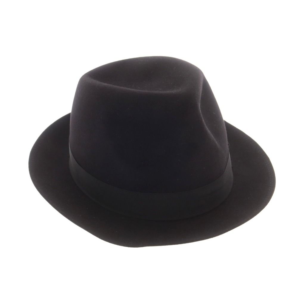 中古】ボルサリーノ Borsalino ラビット 中折れ ハット ブラックx