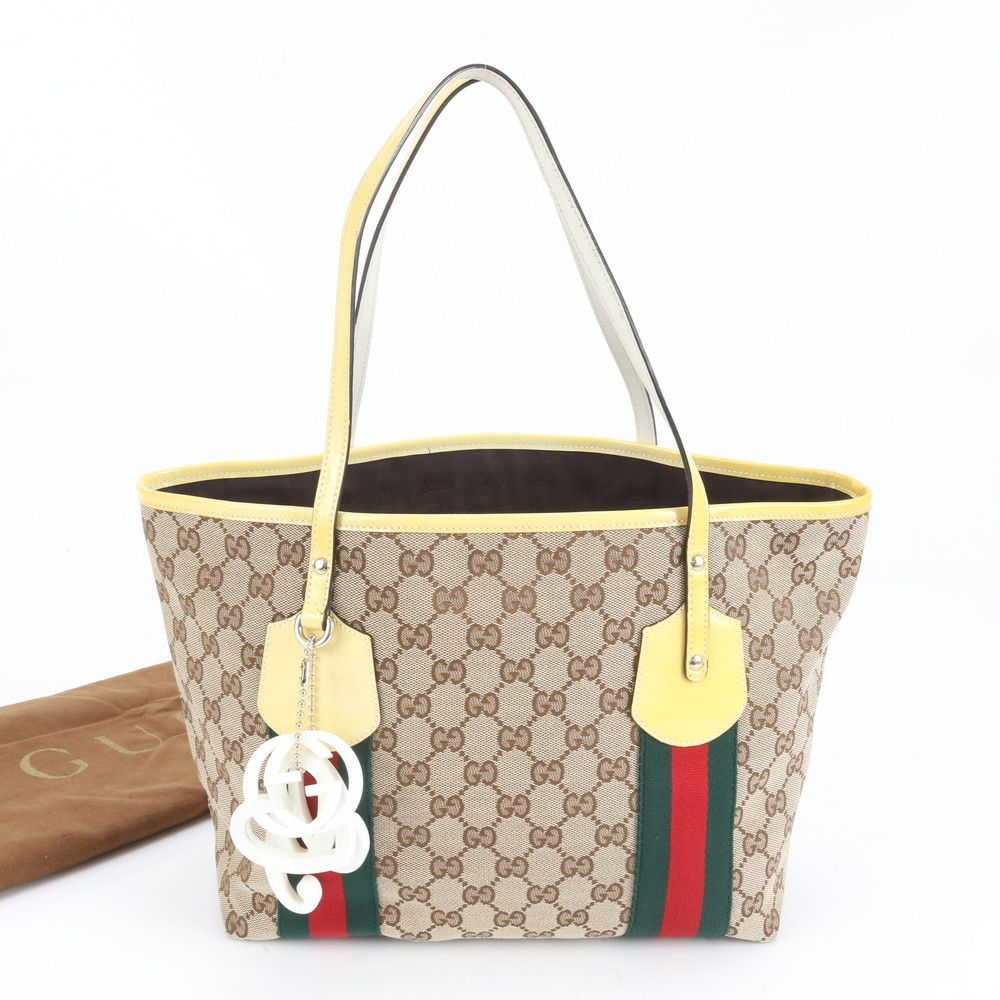 ★GUCCI★グッチ トートバッグ GGキャンバス シェリーライン 肩がけ 極美品 グッチ GGキャンバス シェリー ライン ジョリー 211971 レザー