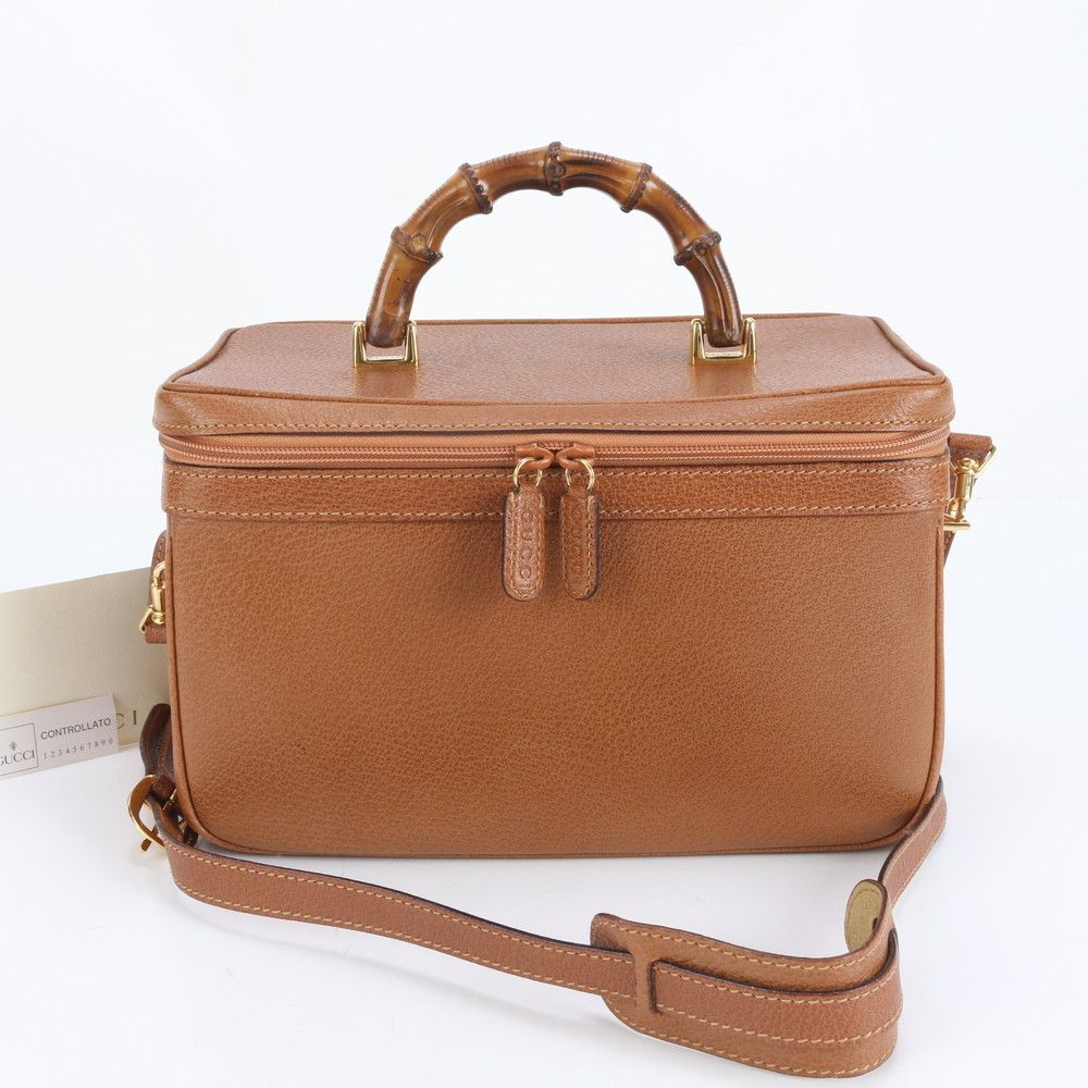 極美品 ヴィンテージ グッチ バンブー バニティ レザー 2WAY