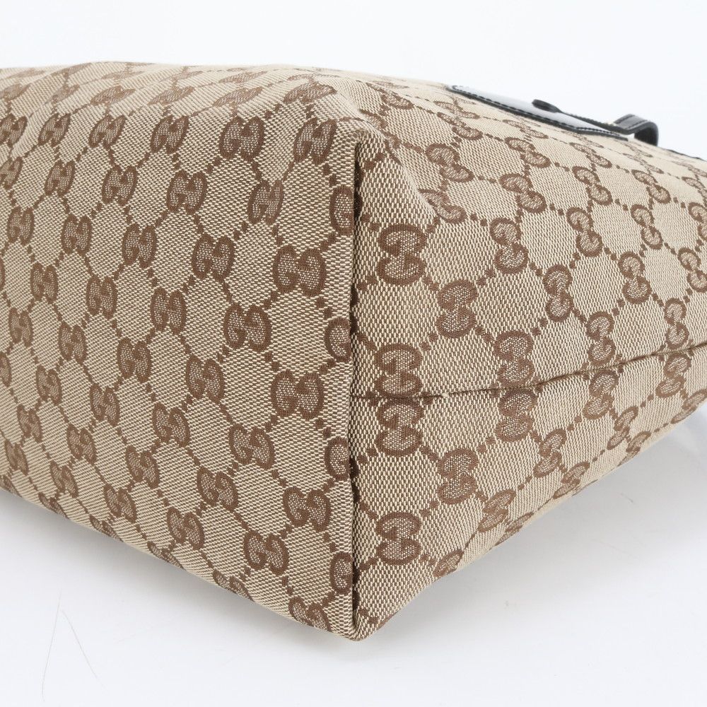 極美品 グッチ GGキャンバス ジョリー 211976 レザー トート バッグ