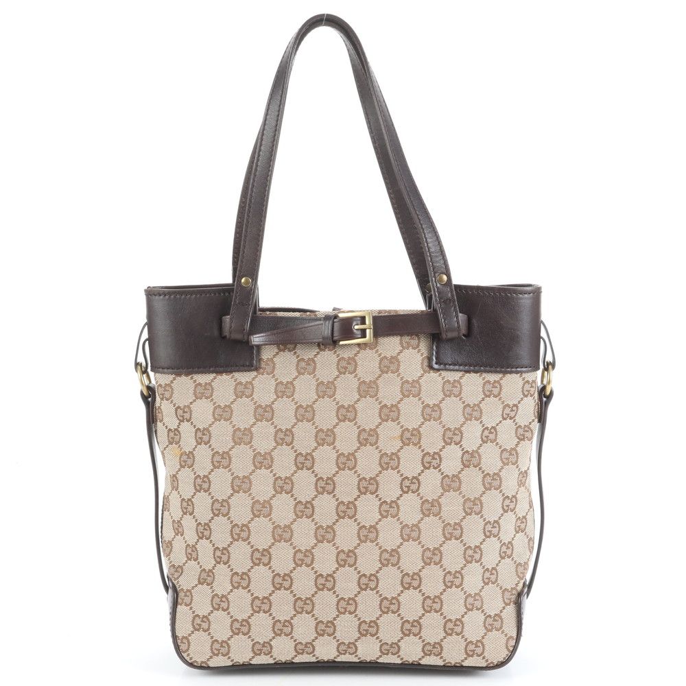 極美品 グッチ GGキャンバス 107757 レザー トート バッグ 肩掛け