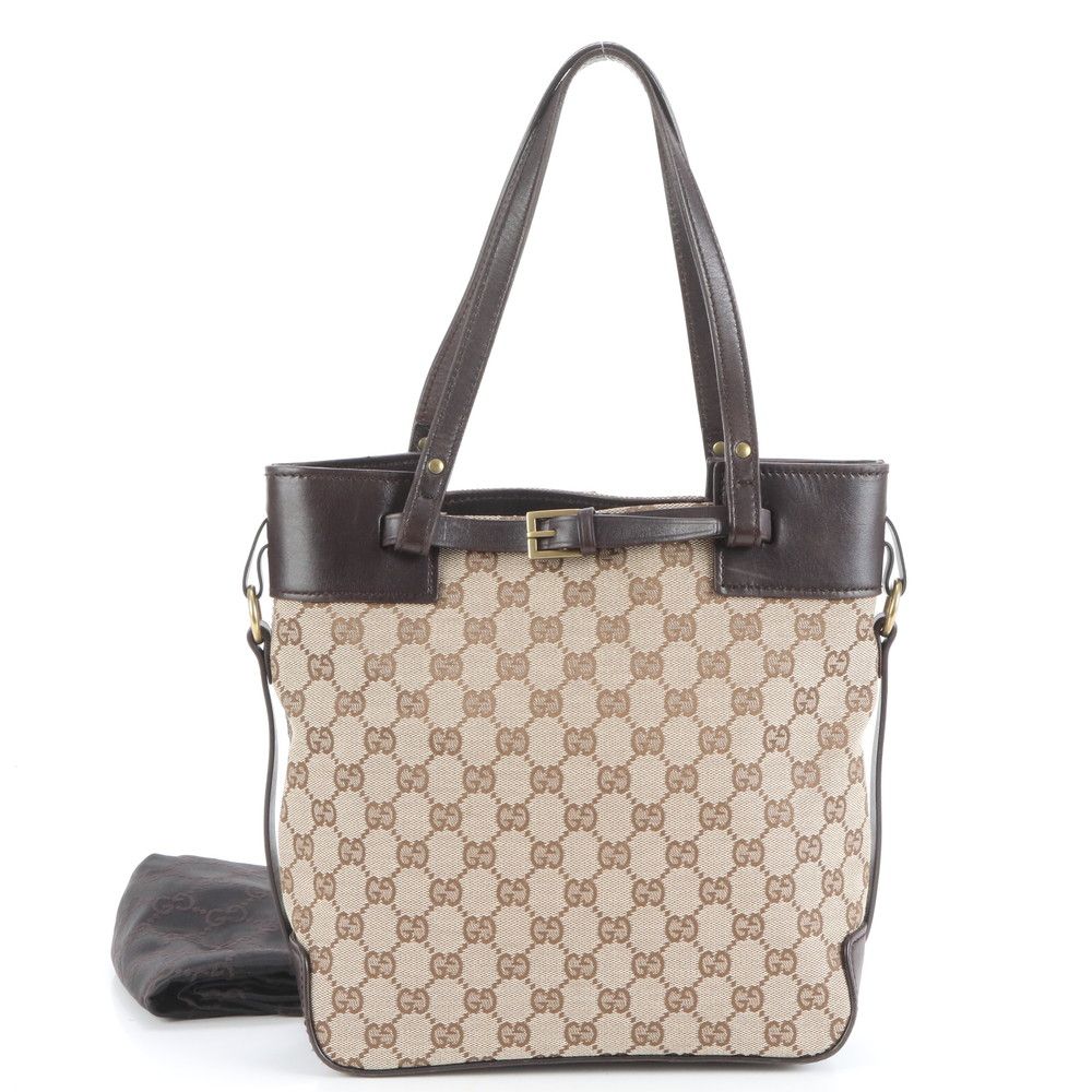 極美品 グッチ GGキャンバス 107757 レザー トート バッグ 肩掛け