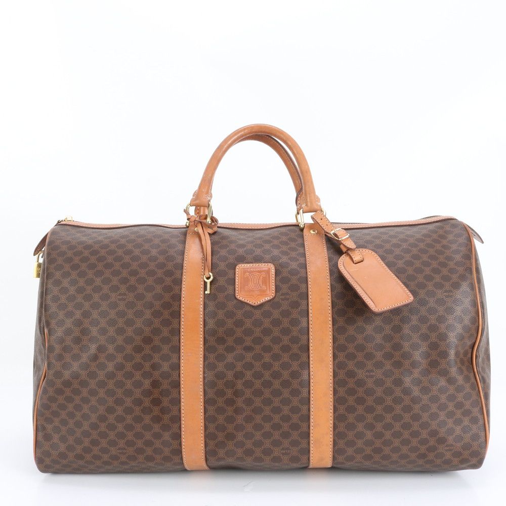 美品 セリーヌ マカダム レザー ボストン バッグ 出張 旅行 トート