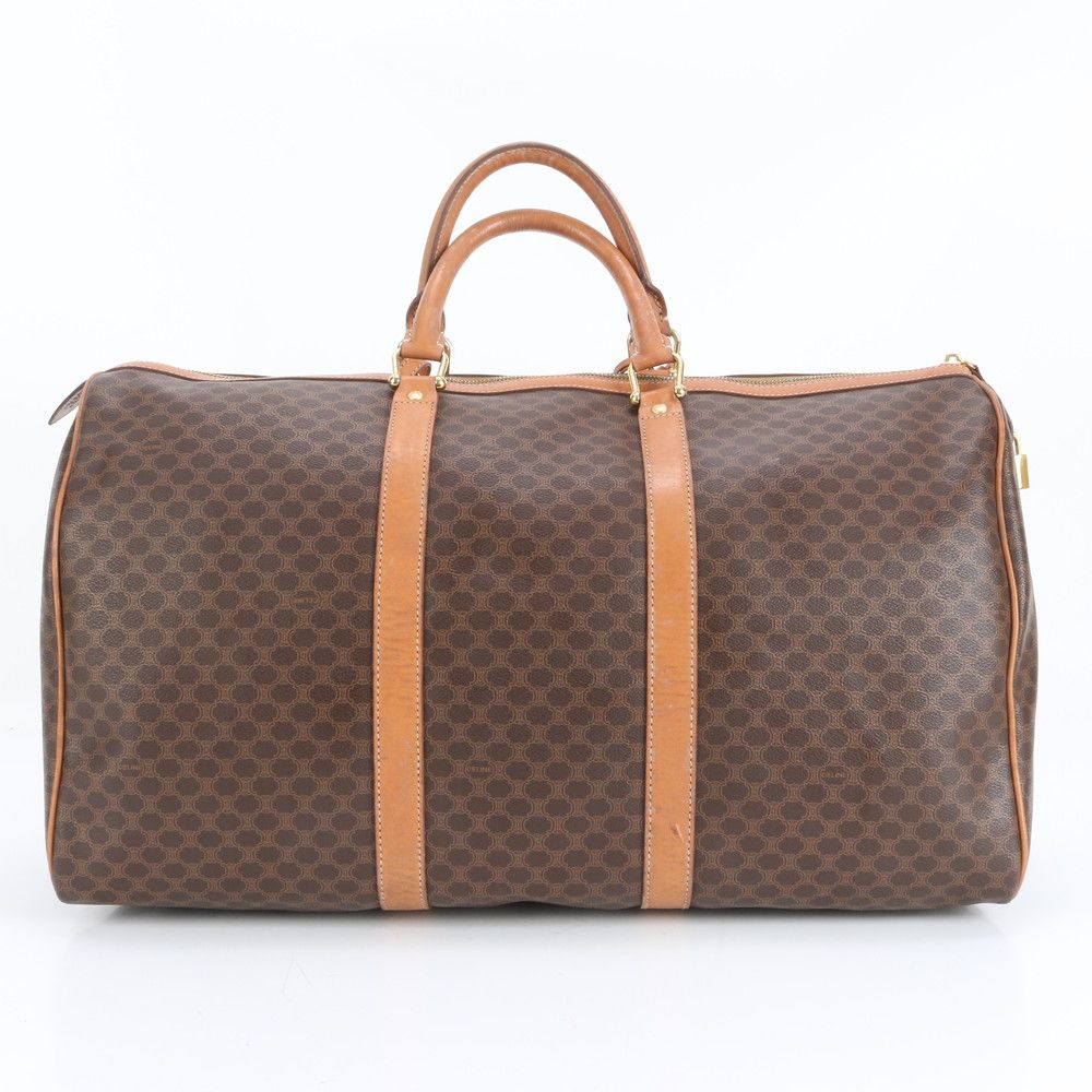 美品 セリーヌ マカダム レザー ボストン バッグ 出張 旅行 トート