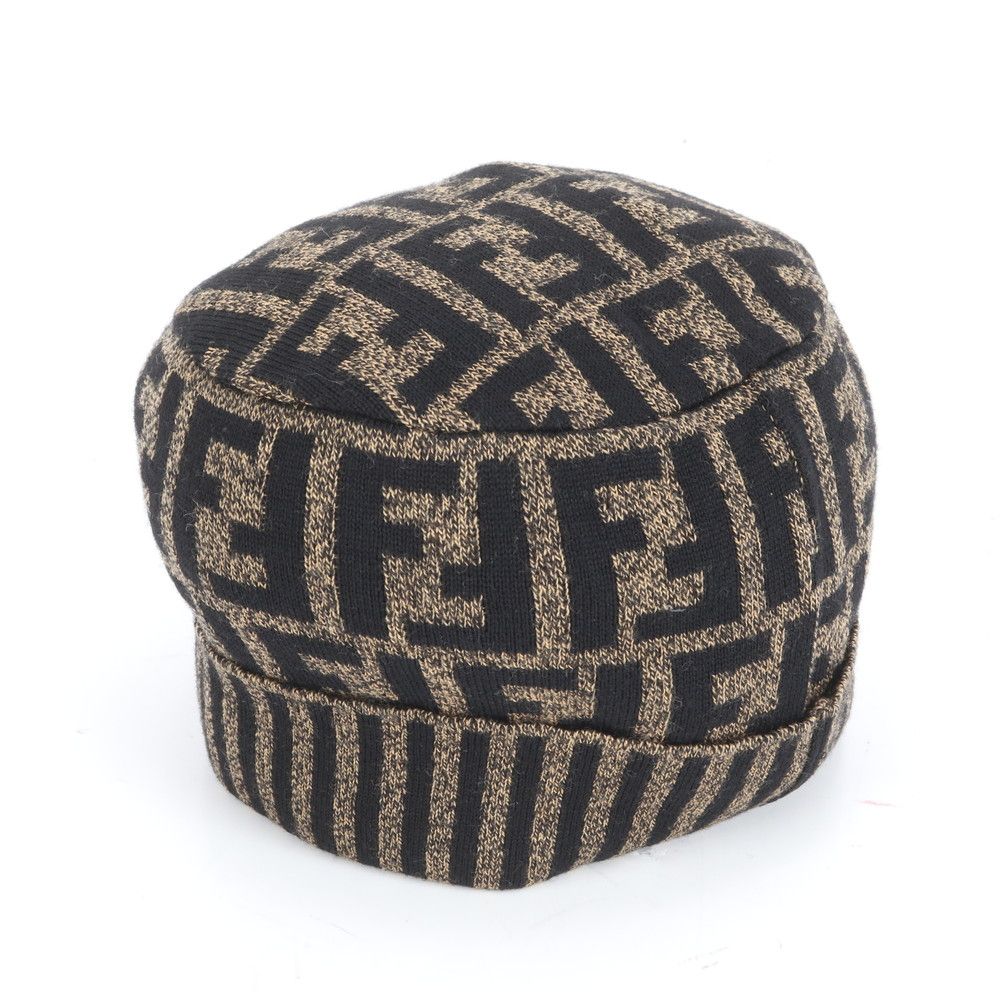 フェンディ ズッカ ニットキャップ ニット帽 ビーニー 帽子 ブラウン 茶色 ファッション レディース EUE DB 40 3