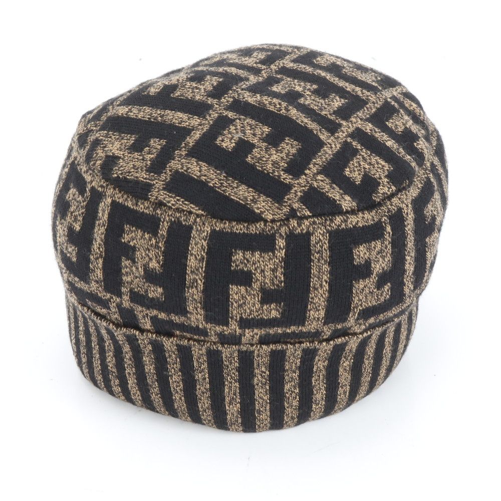 フェンディ ズッカ ニットキャップ ニット帽 ビーニー 帽子 ブラウン 茶色 ファッション レディース EUE DB 40 3