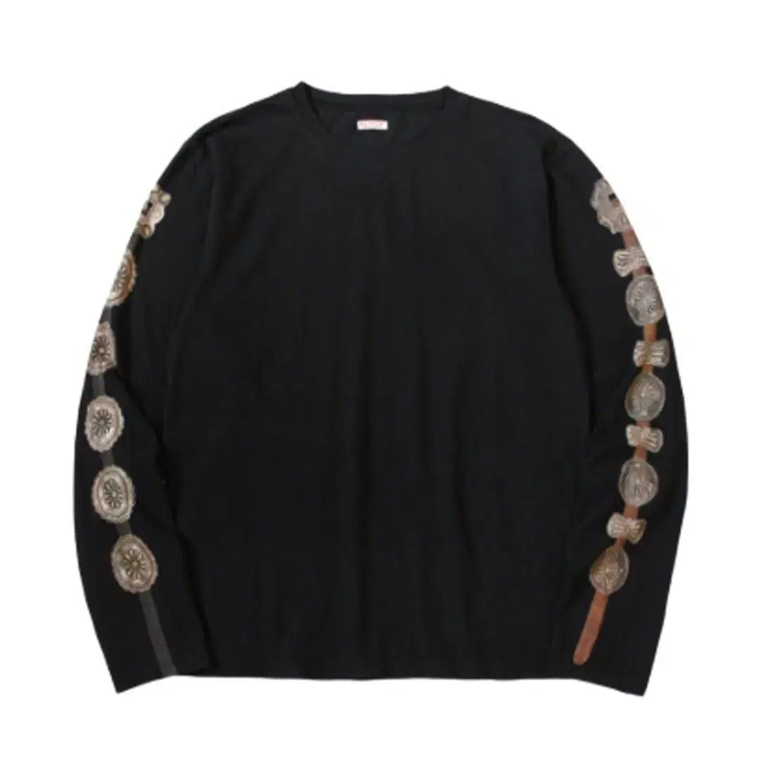 キャピタル 20|コットン クルーロン コンチョ ベルト スリーブ Tシャツ ブラック