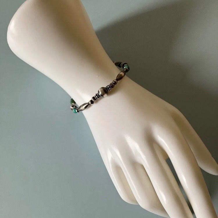 silver925ナバホパール×天然ターコイズのブレスレット19.5cm silver925 ナバホパール×天然ターコイズのブレスレット19.5cm メンズ