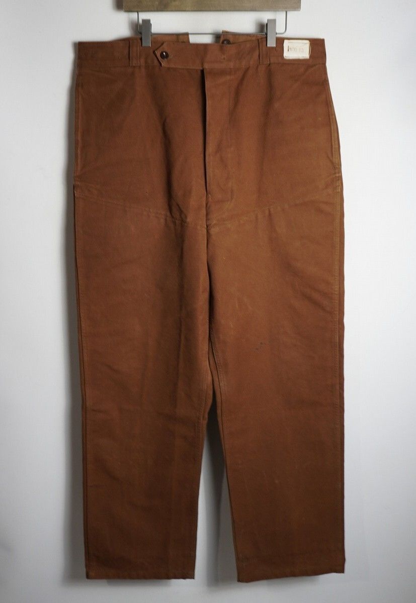 正規 50 s 60 ビンテージ フランス ユーロ 国鉄 SNCF レイルロード フレンチ ワーク パンツ シンチバック 茶 ブラウン 721 P 2