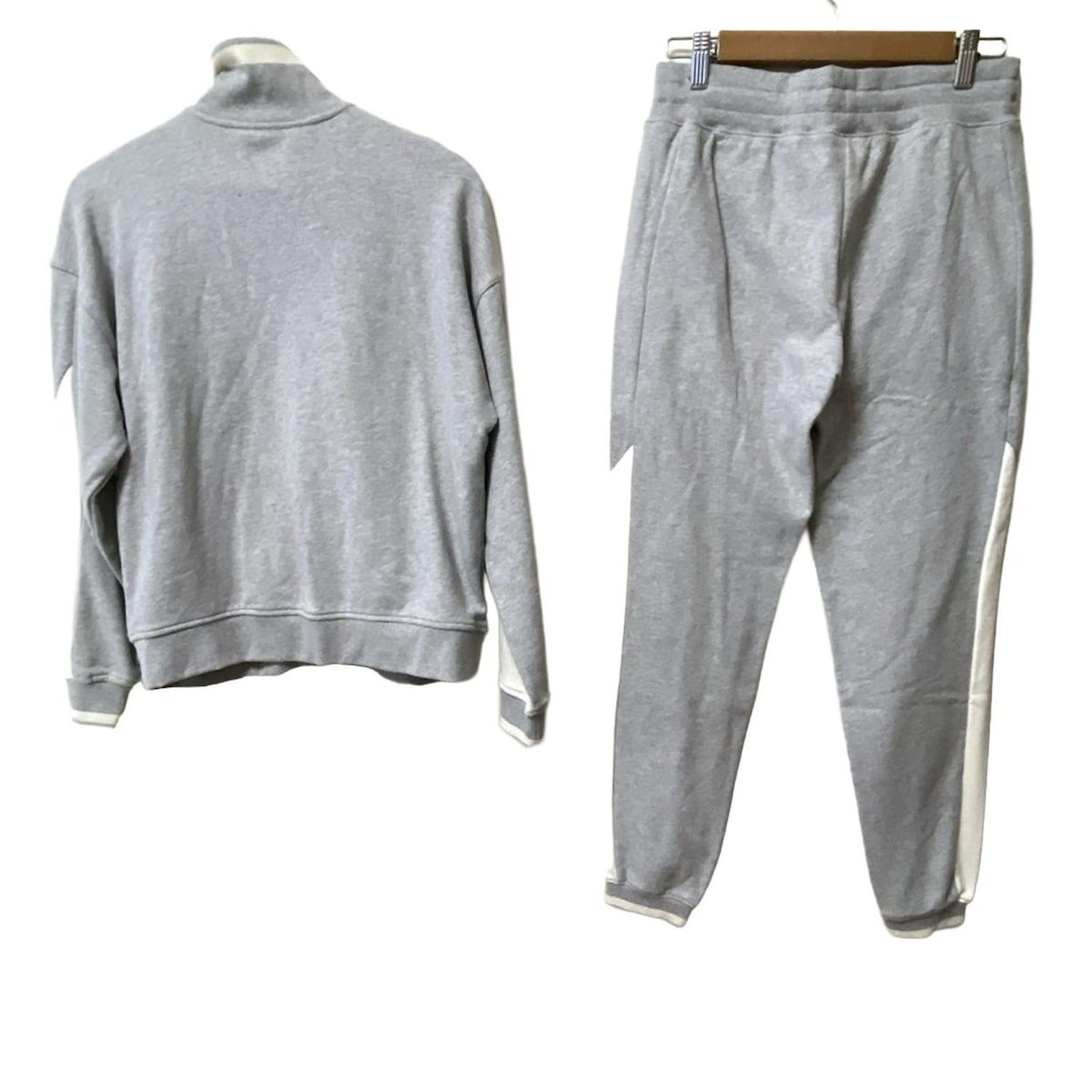 RalphLauren ラルフローレン レディースパンツセットアップ レディース - ライトグレー×白 ウエストゴム|ジップアップ|LAUREN