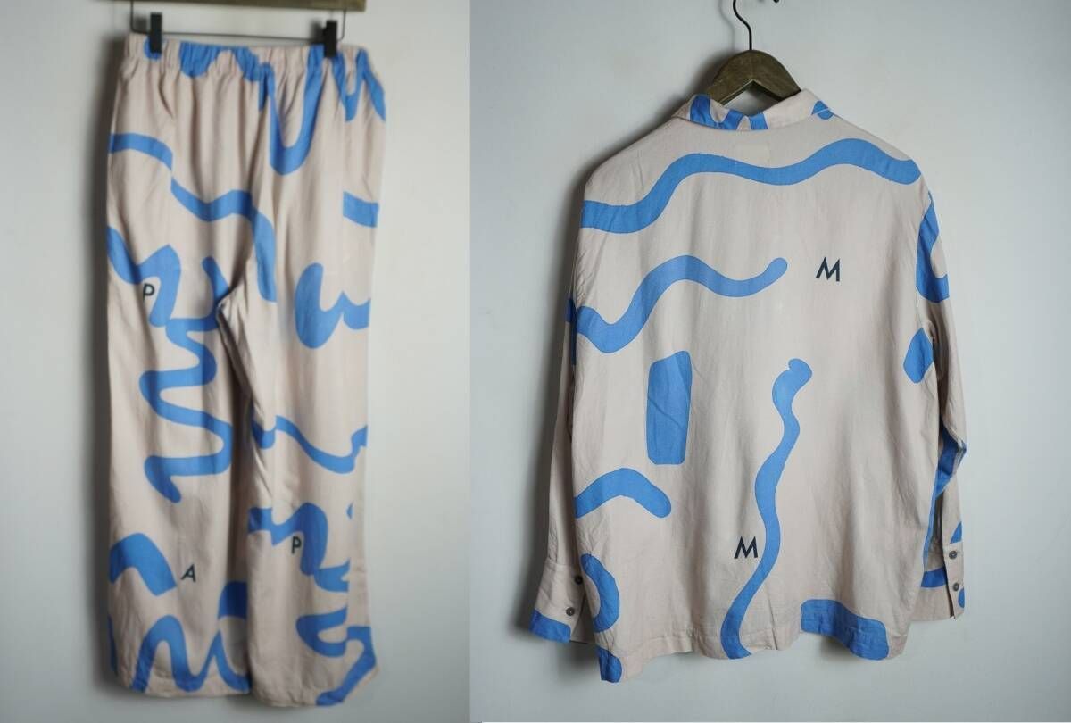 正規 PAMM パム thanks sea summer pajamas 長袖 シャツ ハーフ パンツ パジャマ セットアップ PM 1119 茶水色 サイズ 2 1110 P