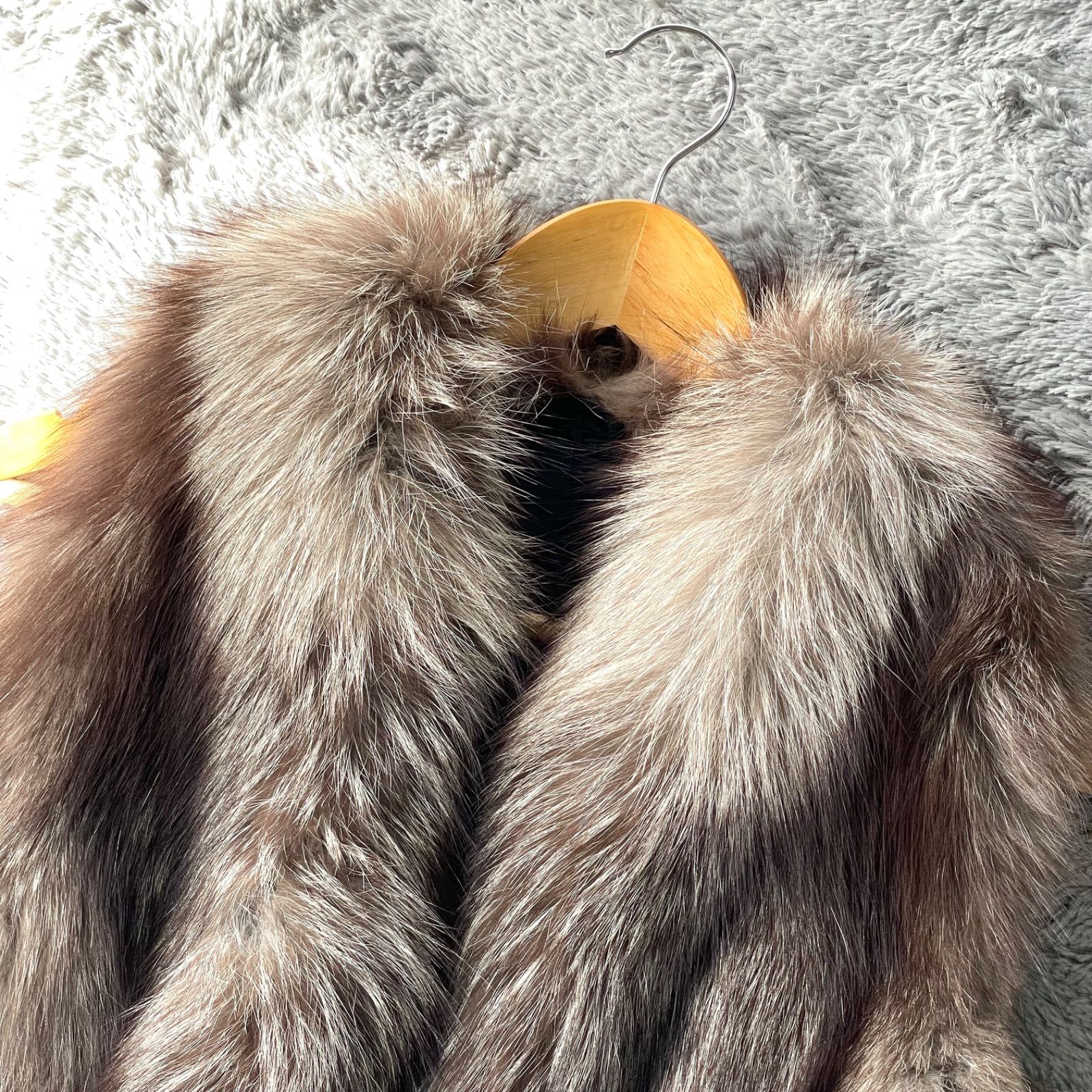 極美品✨シルバーフォックス ロングジレ ロングベスト リアルファー