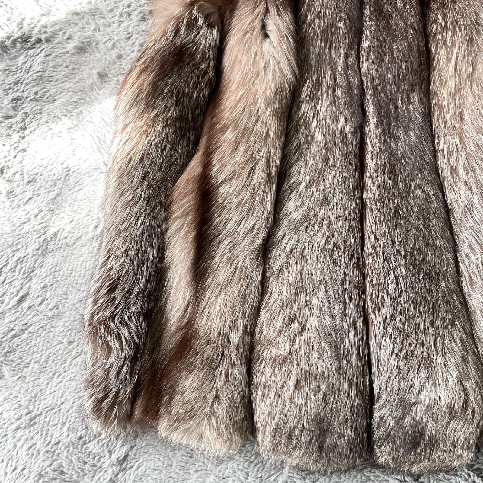 極美品✨シルバーフォックス ロングジレ ロングベスト リアルファー