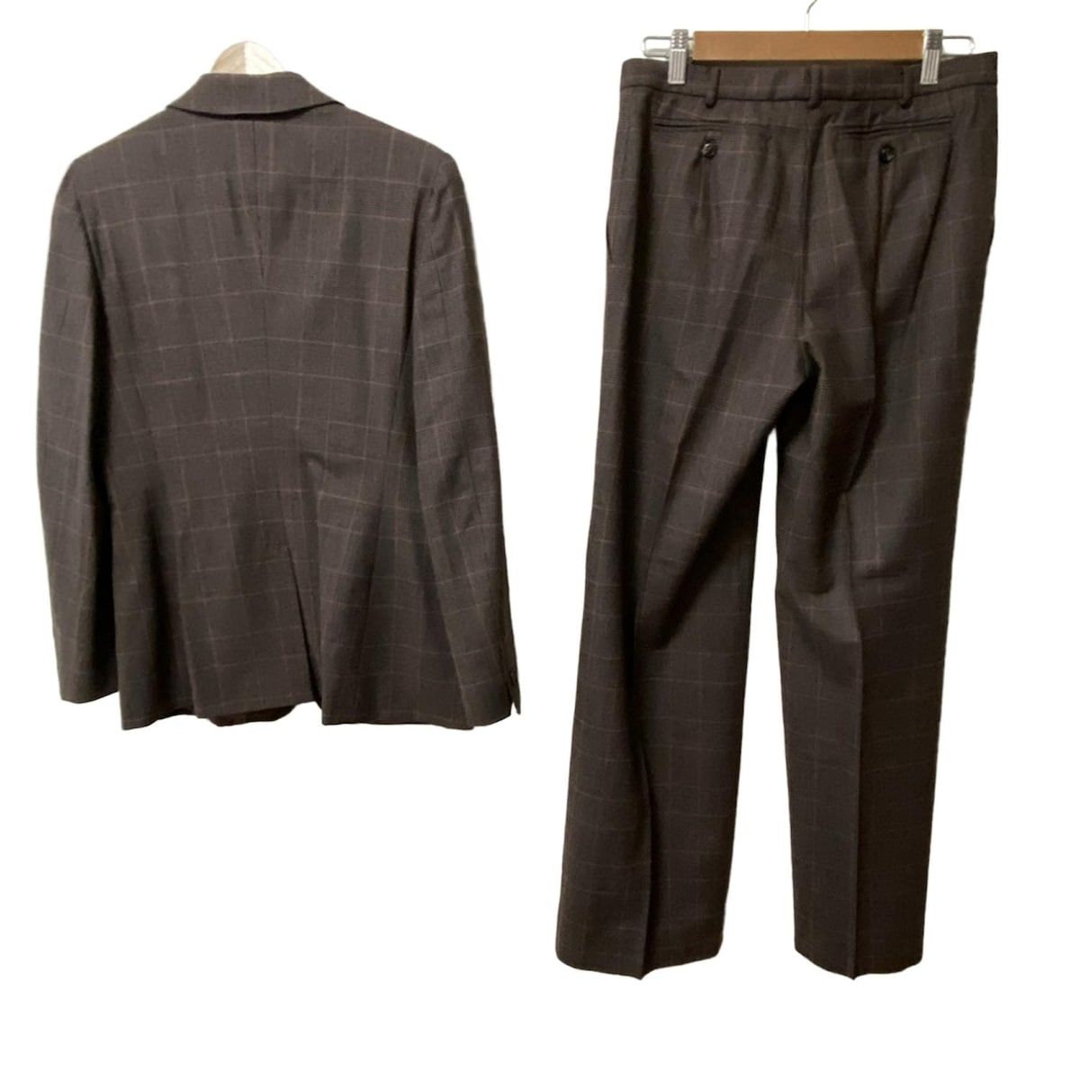 マックスマーラ レディースパンツスーツ レディース - ベージュ×黒×マルチ グレンチェック|肩パッド|ノッチドラペル|センタープレス