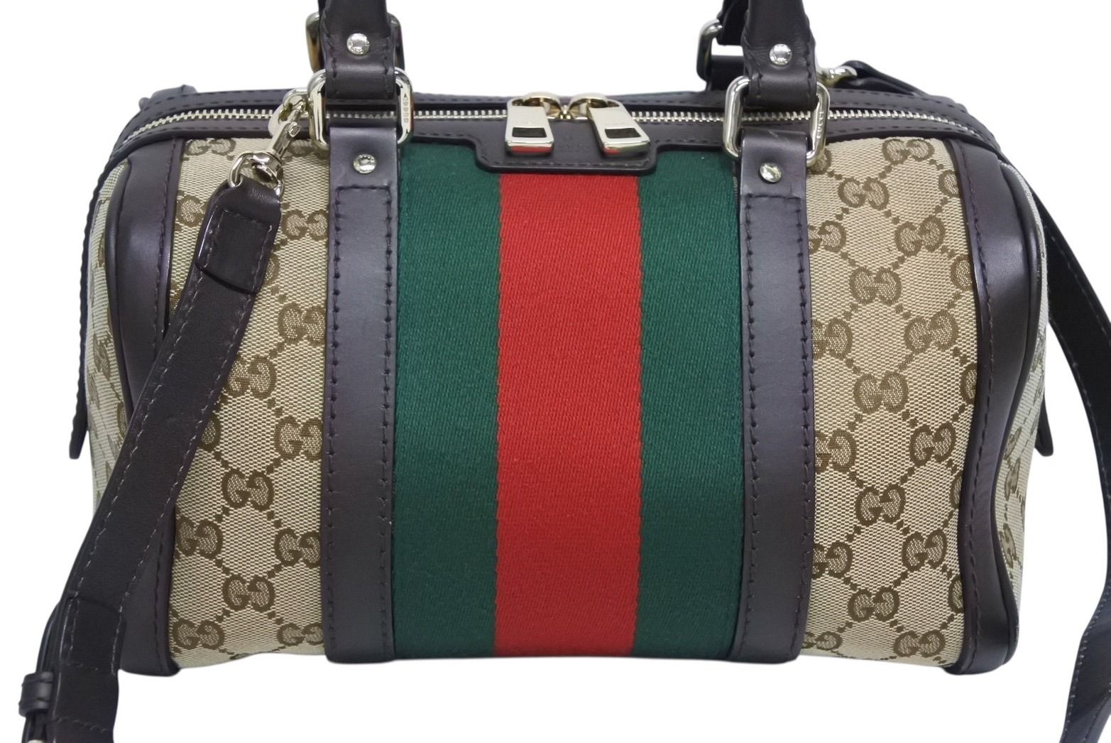 GUCCI グッチ ミニボストンバッグ ハンドバッグ シェリーライン 269876 502752 GGキャンバス ベージュ ゴールド金具 4 b 009536