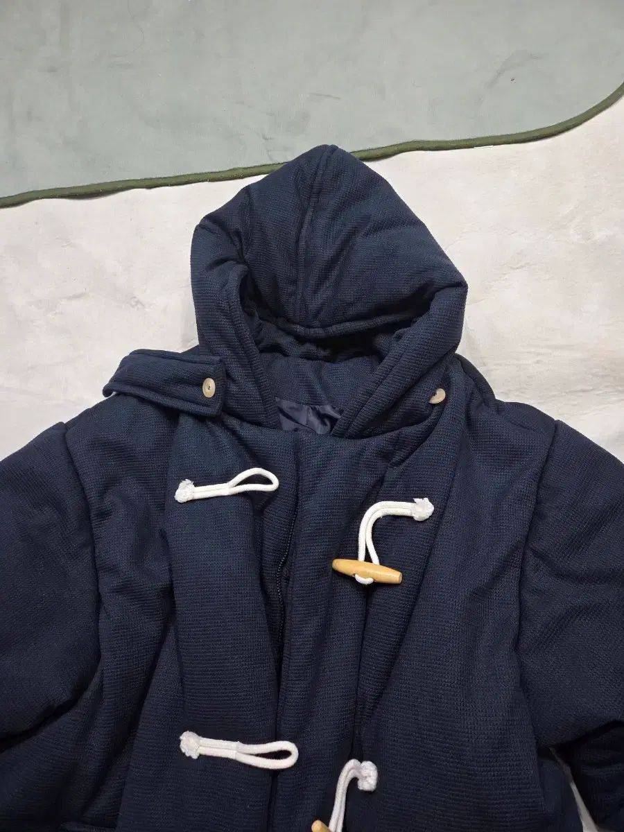 JUAN HOMME ジュアンオム WHO フード ダッフル ヘビー ロング ネイビー ダウン コート ベーシック服 チェスターコート 