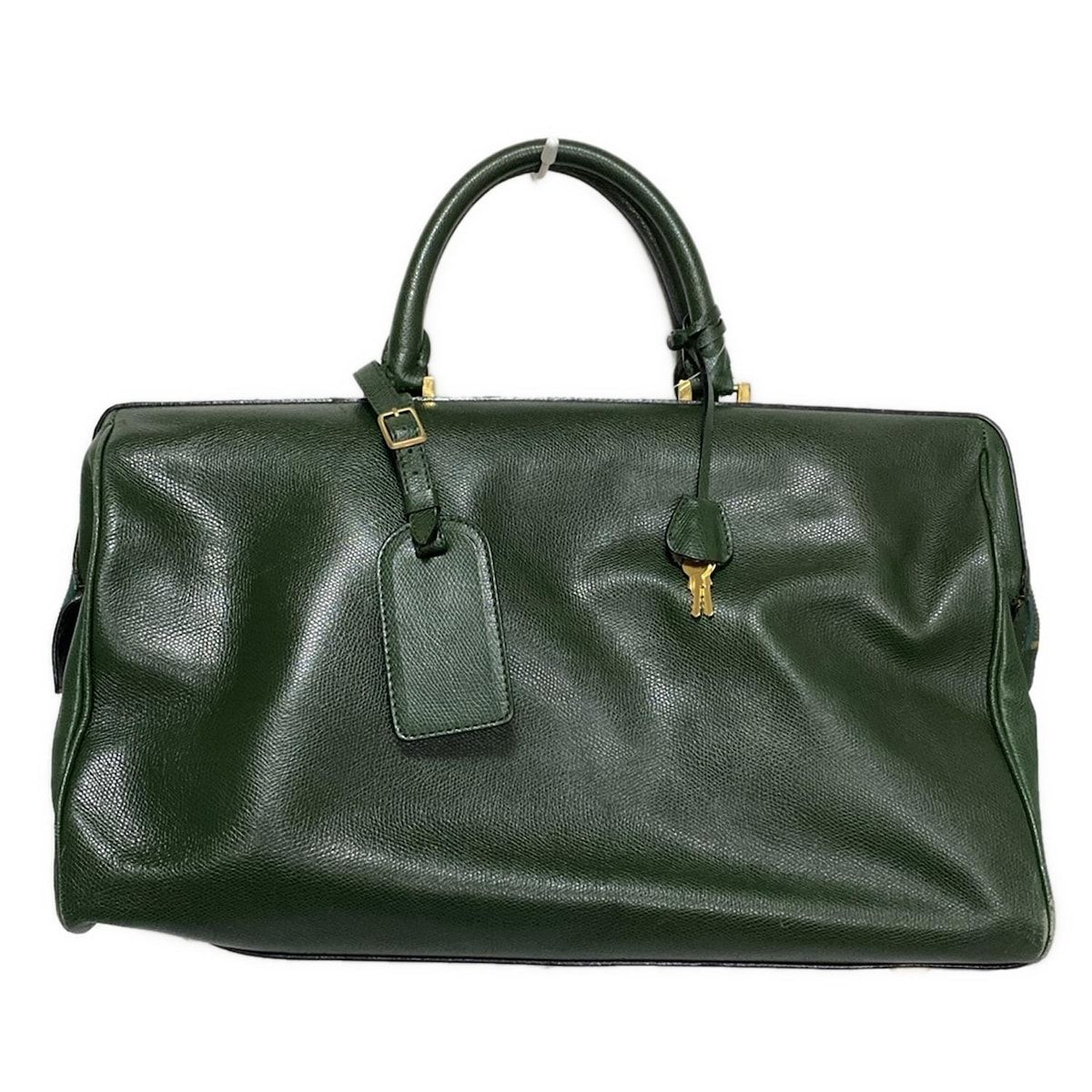 CELINE セリーヌ ボストンバッグ - ダークグリーン 本体ロックなし レザー