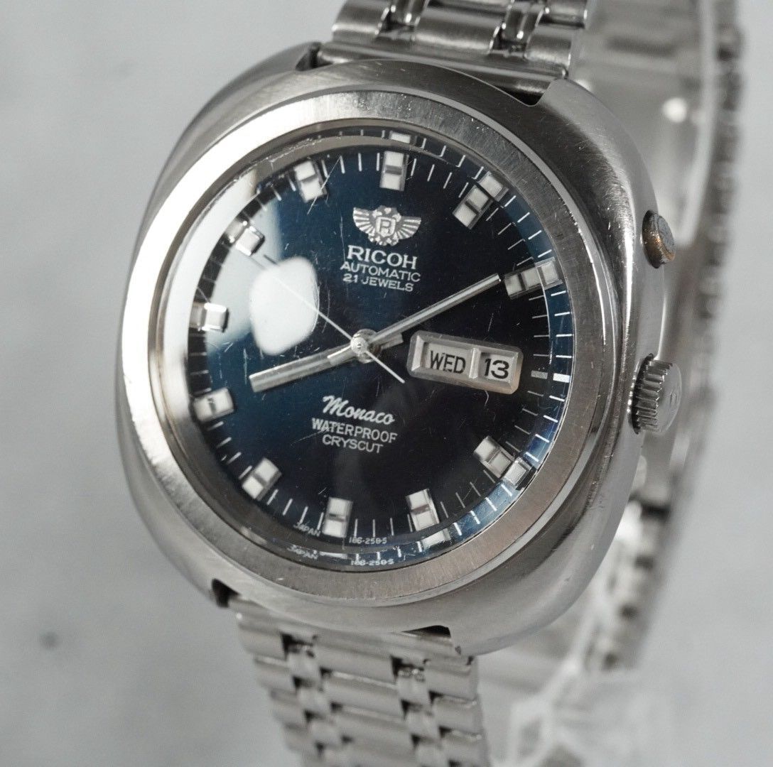 RICOH リコー Monaco モナコ automatic 自動巻き 腕時計 メンズ 青文字