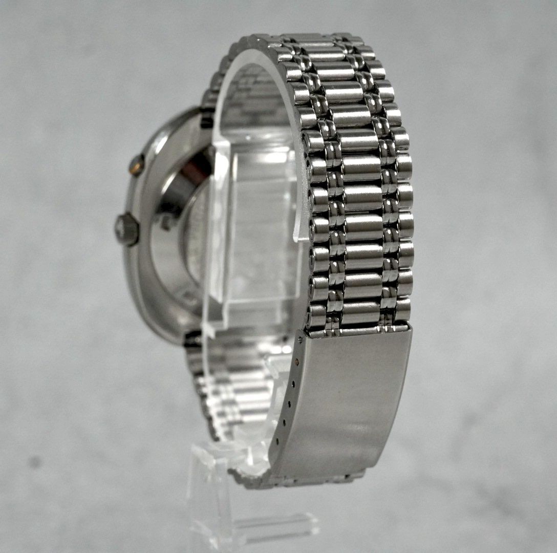  RICOH リコー Monaco モナコ automatic 自動巻き 腕時計 メンズ 青文字盤 ブルー グラデーション デイデイト 21石 antique 稼働品 70s 国産 リコー 機械式 無地シャツ 自動巻き時計 腕時計(アナログ)