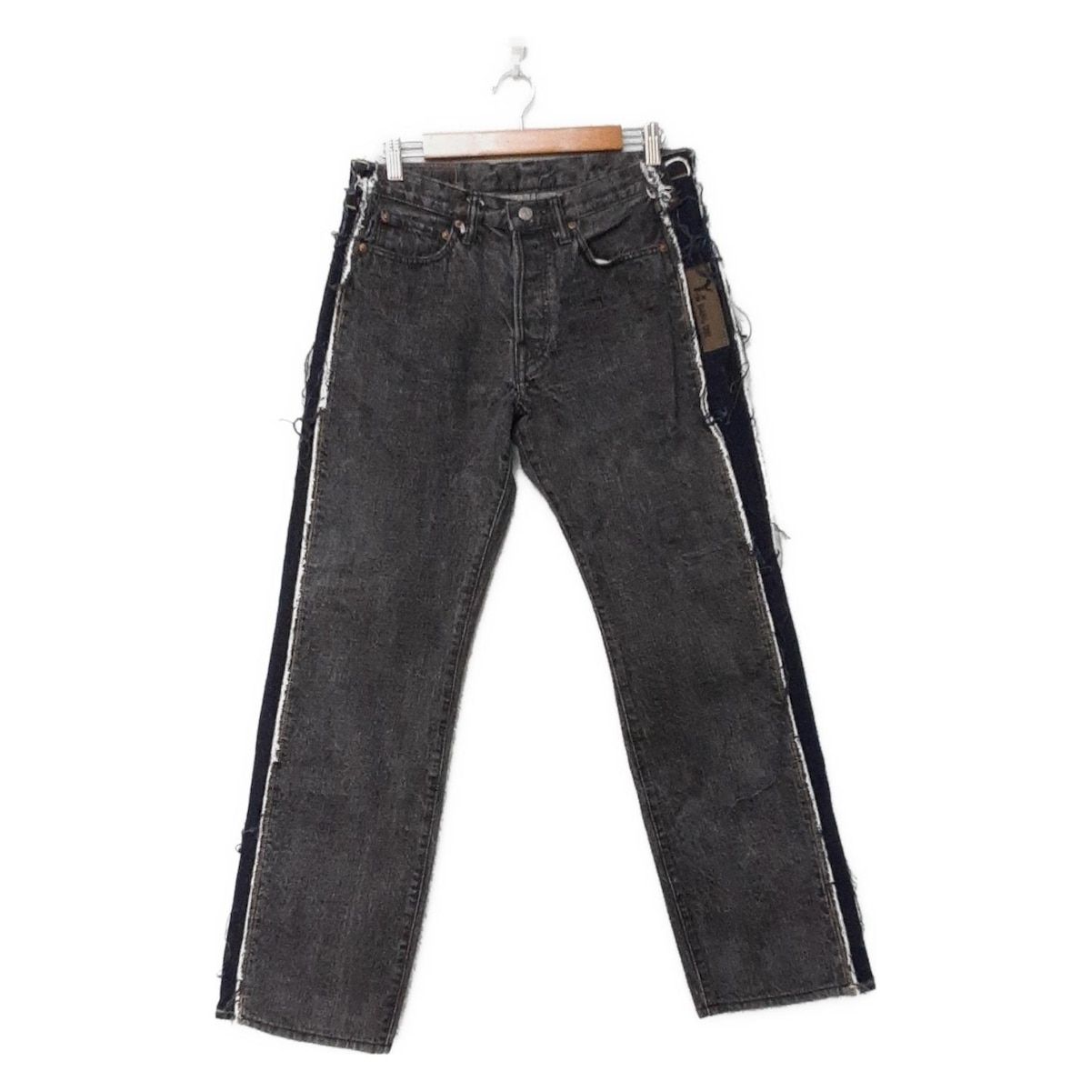Y s ワイズ ジーンズ サイズ2 M レディース 黒 ブルー フルレングス BANG ON ダメージ加工