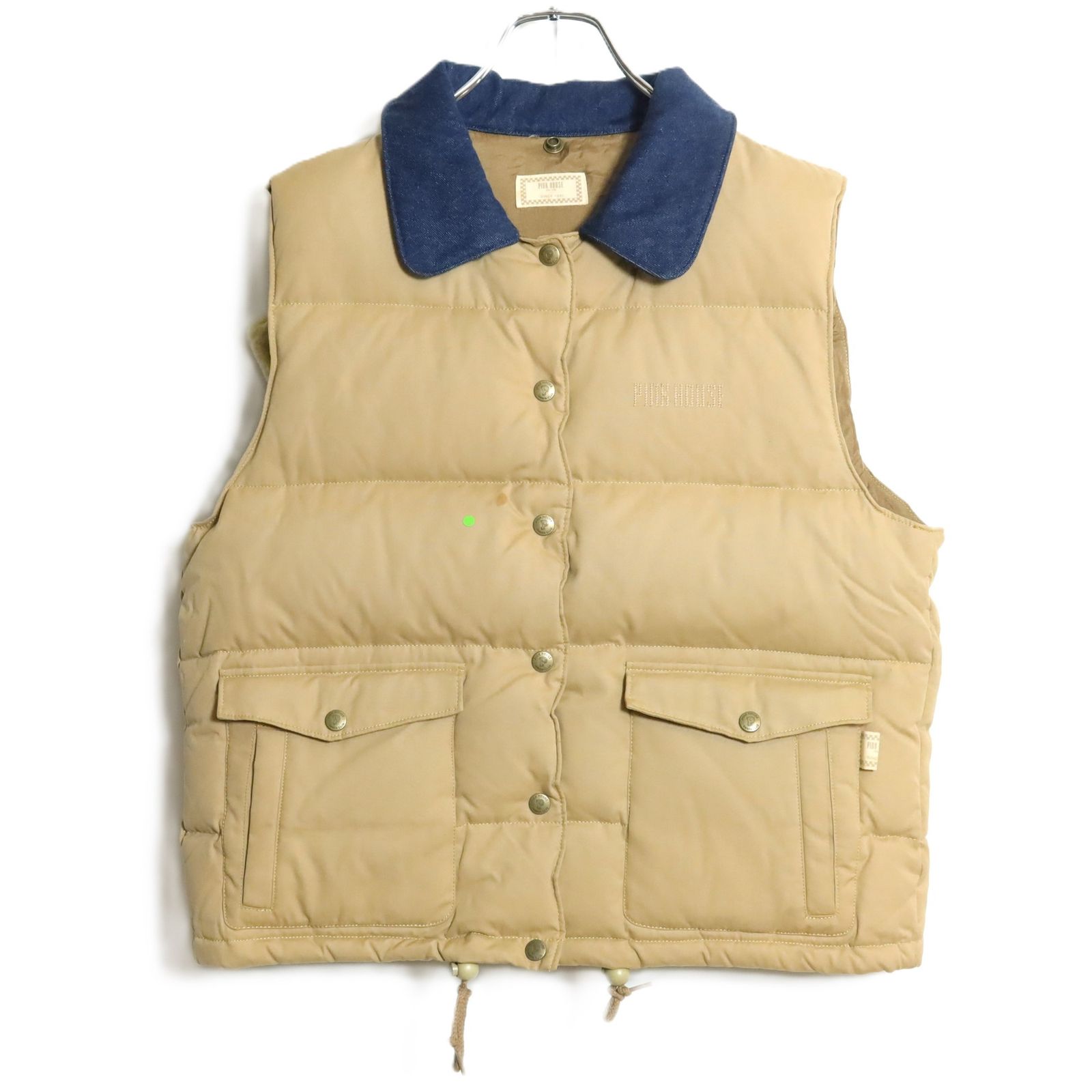 ファー付きベージュダウンベスト　（ゆう） ピンクハウス☆2Way仕様！ ダウンベストのコート フェイクファー襟