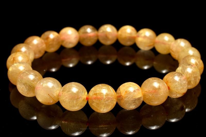 1点物】黄金の輝き タイチンルチルクォーツ 8.5mm ブレスレット