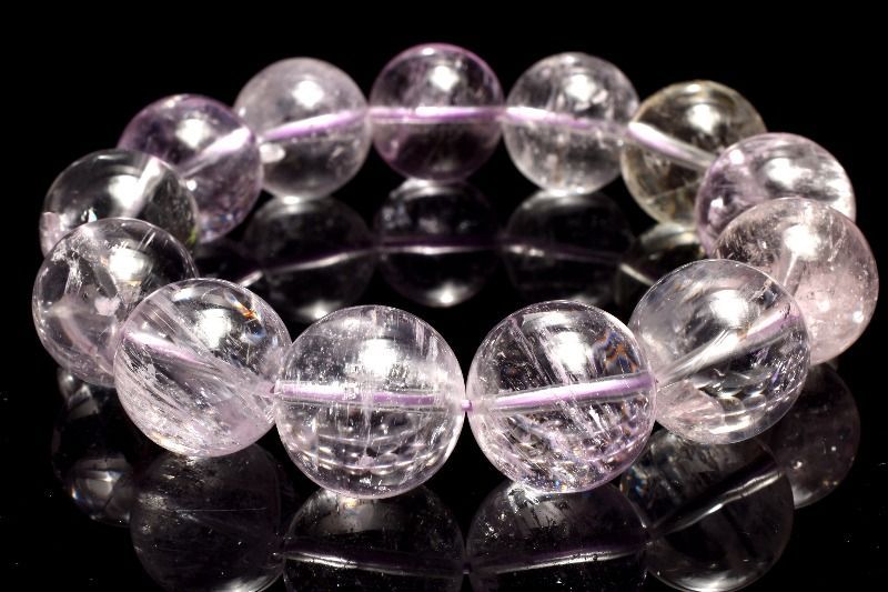  １点物 透明繊維状クラック 無垢 クンツァイト 16 5 mm ブレスレット パワーストーン 天然石 _MC 1552 ブレスレット バングル アクセサリー