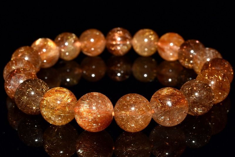 １点物 キャッツアイ効果 ブロンズルチルクォーツ 10.5 mm ブレスレット パワーストーン 天然石 _MC 1578