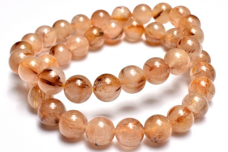 人気◇板状金針 タイガータイチンルチルクォーツ 7.5mm ブレスレット 1