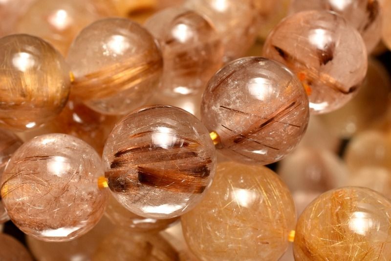 人気◇板状金針 タイガータイチンルチルクォーツ 9.5mm ブレスレット 1