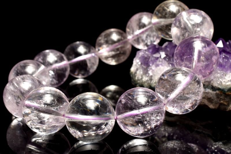 １点物 透明繊維状クラック 無垢 クンツァイト 16 5 mm ブレスレット パワーストーン 天然石 _MC 1552