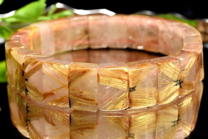 １点物 迫力金針 ゴールドルチルクォーツ 7.5-8 x 12.5 mm バングル パワーストーン 天然石 _MC 1723