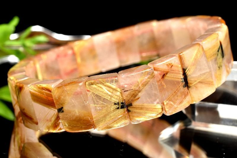  １点物 迫力金針 ゴールドルチルクォーツ 7.5-8 x 12.5 mm バングル パワーストーン 天然石 _MC 1723 ブレスレット バングル アクセサリー