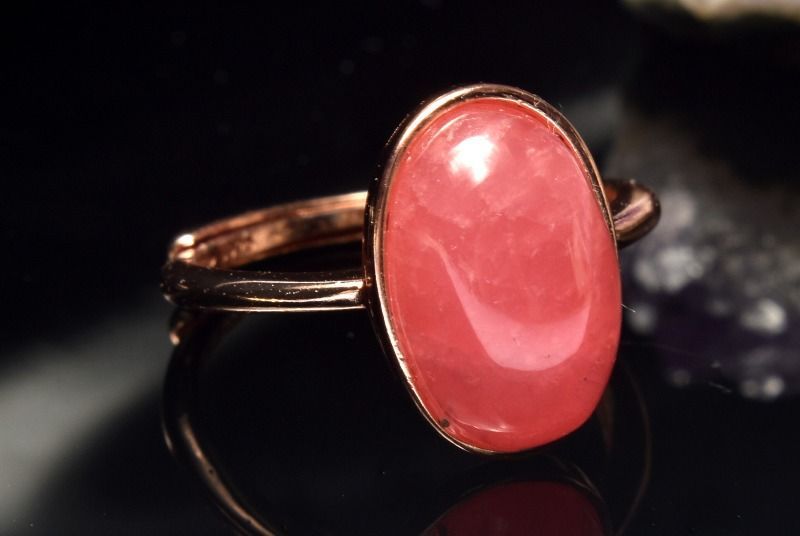【１点物】シルバー925アルゼンチン産 インカローズ　12x8mm　オーバル 指輪リング(サイズ調整可) パワーストーン 天然石 _PC7570